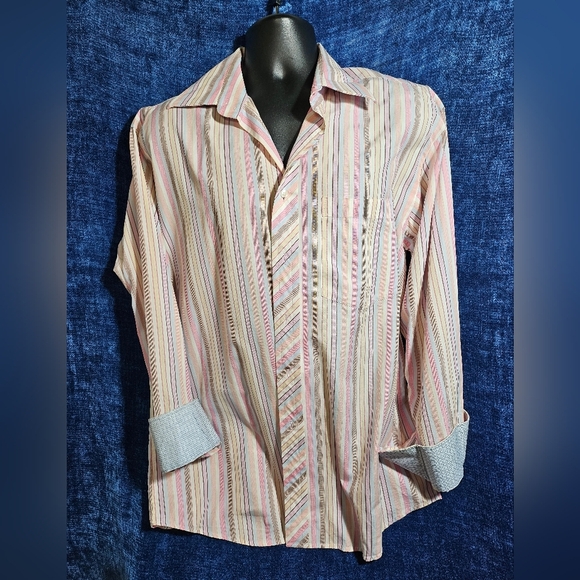 Ted Baker Long Sleeve Dress Shirt Pastel Striped 16 Large - Picture 4 of 8